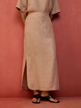 Hiro Stripe Linen Skirt - Dusty Rose