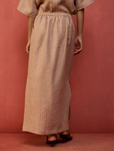 Hiro Stripe Linen Skirt - Dusty Rose
