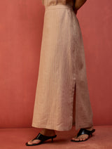 Hiro Stripe Linen Skirt - Dusty Rose
