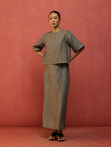 Mariko Crop Linen Co-ord Set - Grey