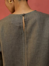 Mariko Crop Linen Top - Grey