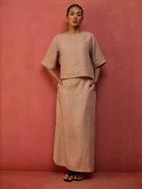 Hiro Stripe Linen Skirt - Dusty Rose