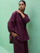 Lenora Classic Linen Shirt - Wine