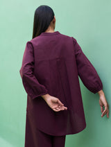 Lenora Classic Linen Shirt - Wine