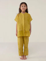 Aboli Patchwork Linen Co-ord Set - Ochre