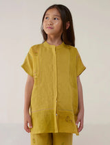 Aboli Patchwork Linen Shirt - Ochre