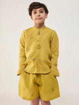 Akio Floral Linen Shirt - Ochre