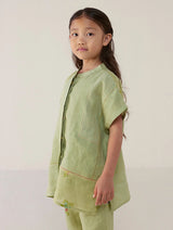 Aboli Patchwork Linen Co-ord Set - Mint