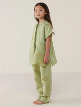 Aboli Patchwork Linen Shirt - Mint