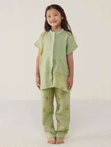 Aboli Patchwork Linen Co-ord Set - Mint
