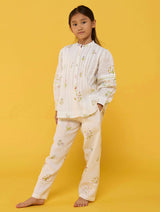 Nama Floral Linen Pant - White