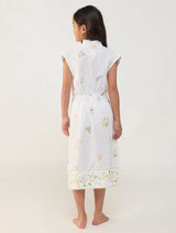 Mema Shawl Printed Collar Linen Dress - White