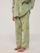 Akavi Pleated Floral Linen Co-ord Set - Mint