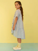 Tessa Embroidered Linen Dress - Sky