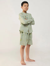 Akio Floral Linen Shirt - Mint