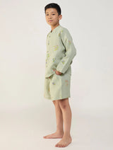 Akio Floral Linen Shirt - Mint
