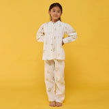 Akavi Pleated Floral Linen Co-ord Set - White