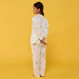 Akavi Pleated Floral Linen Co-ord Set - White