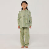 Akavi Pleated Floral Linen Co-ord Set - Mint