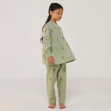 Akavi Pleated Floral Linen Co-ord Set - Mint