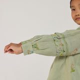 Akavi Pleated Floral Linen Co-ord Set - Mint