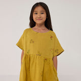 Rasa Floral Printed Linen Dress - Ochre