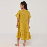 Rasa Floral Printed Linen Dress - Ochre