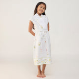 Mema Shawl Printed Collar Linen Dress - White