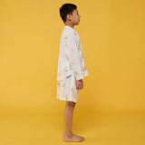 Akio Floral Linen Shirt - White