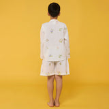 Akio Floral Linen Shirt - White