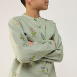 Akio Floral Linen Shirt - Mint