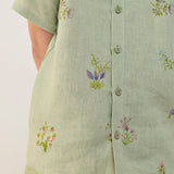 Kabo Floral Linen Shirt - Mint