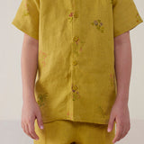 Kabo Floral Linen Shirt - Ochre