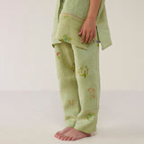 Nama Floral Linen Pant - Mint