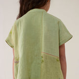 Aboli Patchwork Linen Shirt - Mint