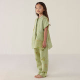 Aboli Patchwork Linen Shirt - Mint