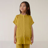 Aboli Patchwork Linen Shirt - Ochre
