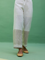 Susie Gotapatti Linen Kurta Set - Metallic Ivory
