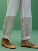 Susie Gotapatti Linen Kurta Set - Metallic Ivory