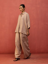 Juno Stripe Linen Pants - Dusty Rose