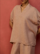 Hoshi Linen Top - Dusty Rose