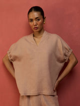 Hoshi Linen Top - Dusty Rose