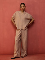 Hoshi Linen Top - Dusty Rose