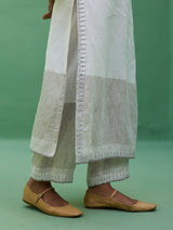 Susie Gotapatti Linen Kurta Set - Metallic Ivory