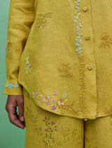 Alila Hand-Embroidered Linen Shirt - Ochre