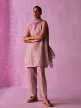 Ikai Handloom Linen Dupatta - Lavender