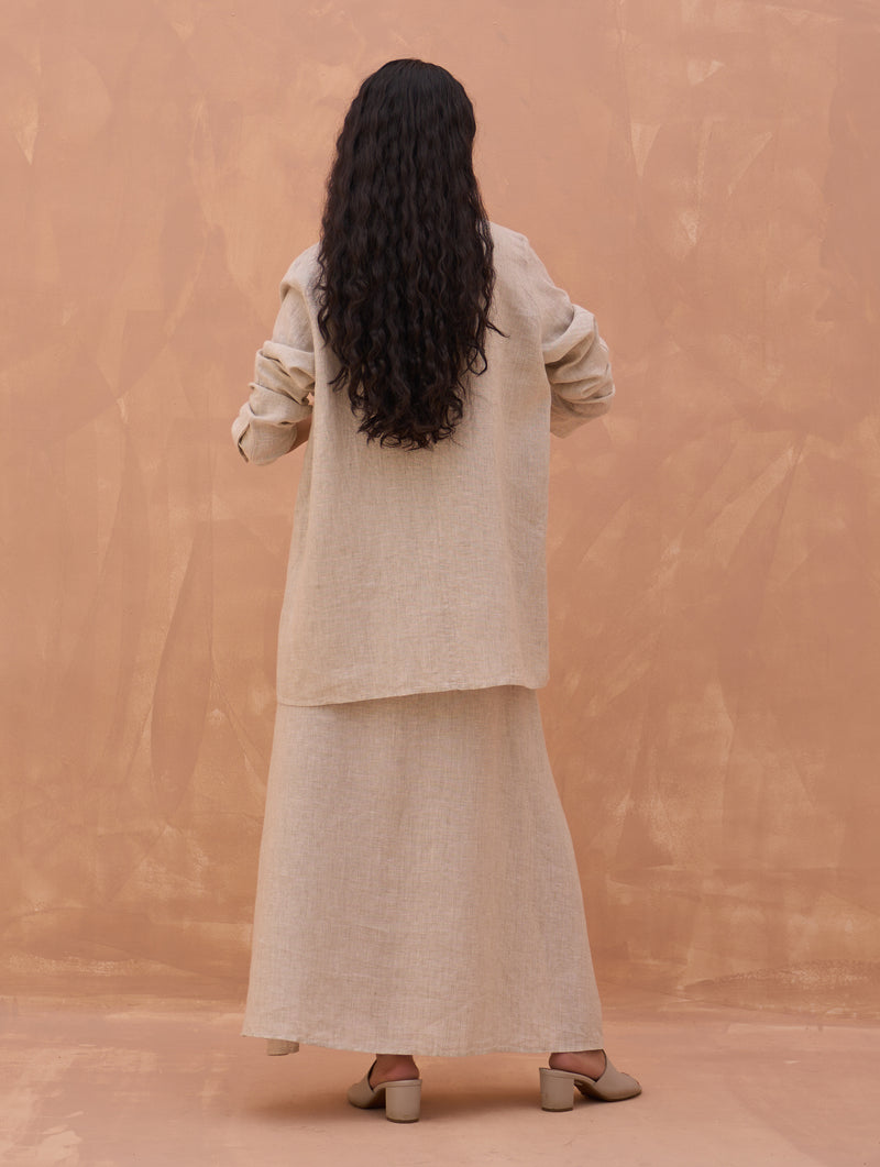 Maya Linen Dress with Jacket - Off White