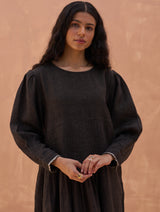 Rita Linen Dress - Charcoal