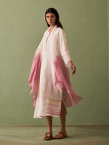Nia Linen Dress with Overlay - Ivory