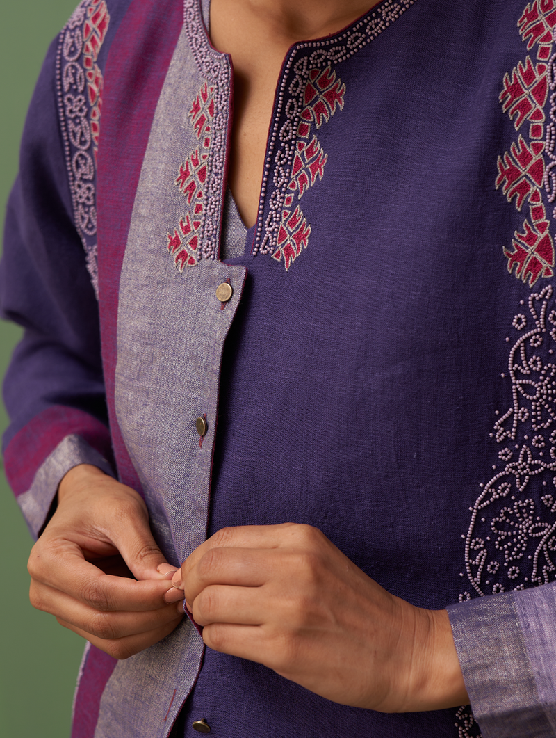 Amira Hand-Embroidered Jacket - Byzantium
